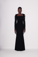 Lili Blanc Glamour Mermaid gown in black, front view showcasing fitted silhouette and elegant design for formal occasions.