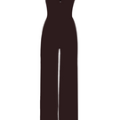 Lili Blanc elegant fitted brown jumpsuit with long sleeves and tailored design, front view showing stylish silhouette.