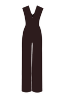 Lili Blanc elegant fitted brown jumpsuit with long sleeves and tailored design, front view showing stylish silhouette.