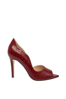 Lili Blanc Merlot heel shoes shown from the side, featuring a sleek design with a pointed toe and stiletto heel.