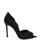 Black Lili Blanc Stella Heels shown from the side with a sleek design and pointed toe.