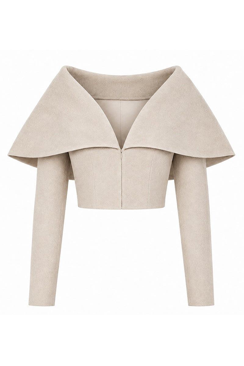 Lili Blanc cashmere collar top featuring a soft, cozy fabric and stylish collar detail, front view.