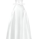 White pleated gown by HACCHIC COUTURE featuring elegant flowing fabric and a sophisticated design.