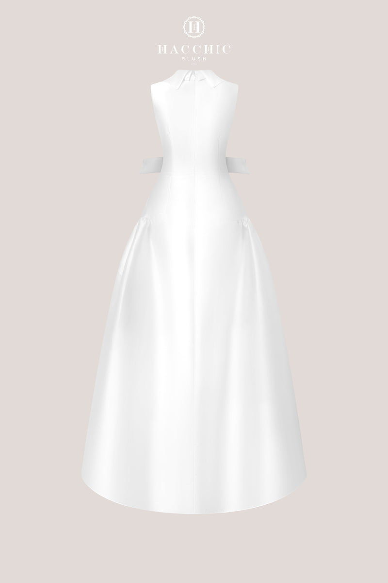 PLEATED MAXI DRESS IN WHITE | CULT MIA | HACCHIC COUTURE PLEATED MAXI DRESS IN WHITE | CULT MIA | HACCHIC COUTURE