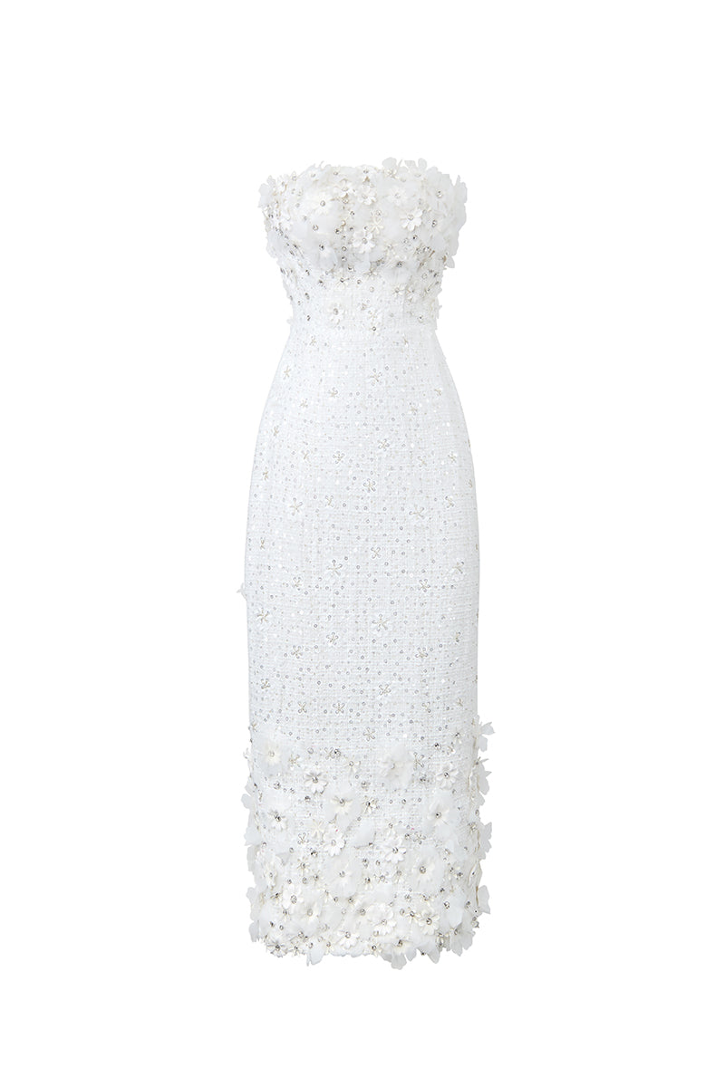 3D FLORAL TWEED DRESS - CULT MIA