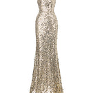 Gold strapless long gown by HACCHIC COUTURE, featuring elegant flowing fabric and a fitted bodice for formal occasions.