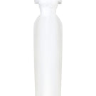 White taffeta pleated maxi dress by HACCHIC COUTURE with a flowing silhouette and elegant design.