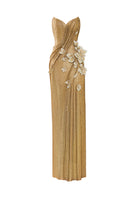 Elegant AURELIA crystal floral gown by HACCHIC COUTURE featuring intricate floral embroidery and shimmering crystal embellishments.