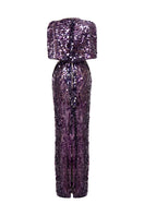 VIVIENNE sequin illusion gown by HACCHIC COUTURE featuring a fitted silhouette and shimmering sequin details.