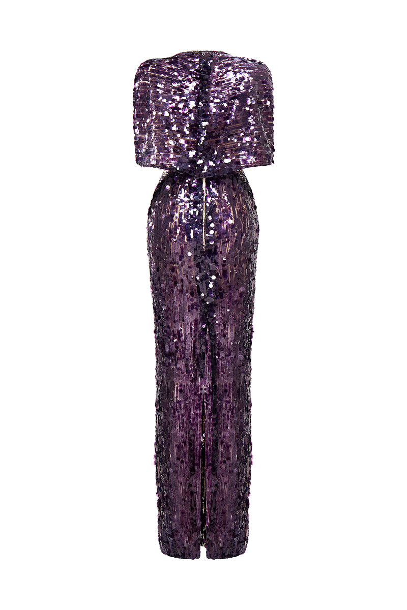 VIVIENNE sequin illusion gown by HACCHIC COUTURE featuring a fitted silhouette and shimmering sequin details.