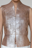 Double A AYLA II leather vest in dusty rose, stylish sleeveless jacket with smooth leather finish, perfect for layered outfits.