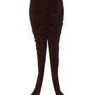Brown Studio NK Azalea maxi skirt with flowy fabric and waistband, displayed on a hanger.