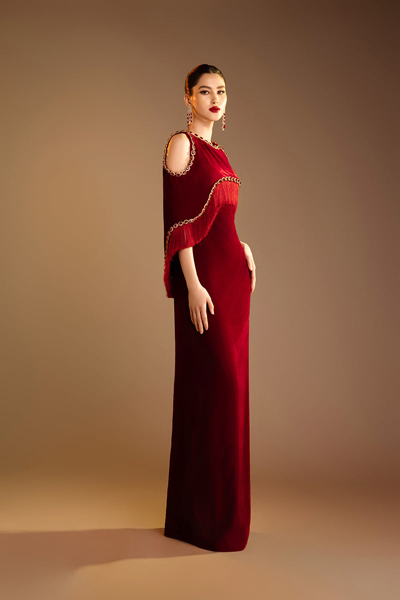 red dress with cutouts Sexy Cut-out Red Sequin Double-slit Prom Dress
