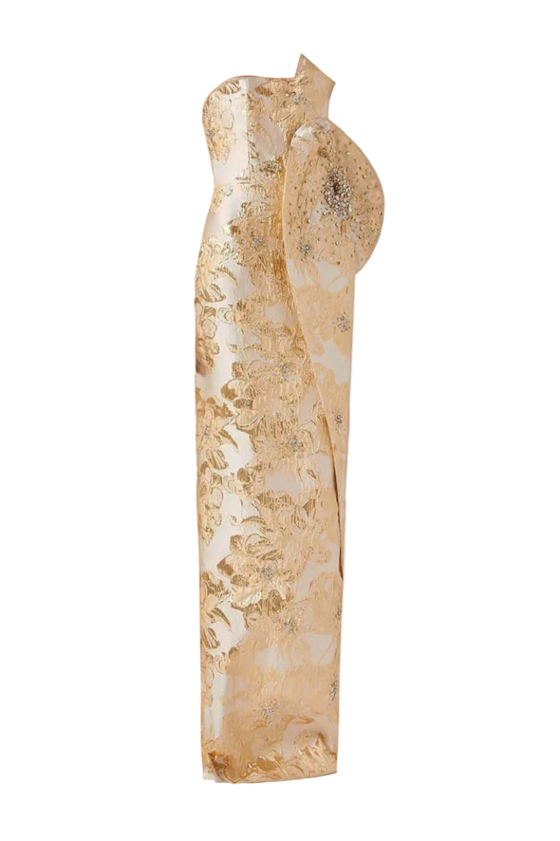 فستان ليلي ماكسي جاكار معدني