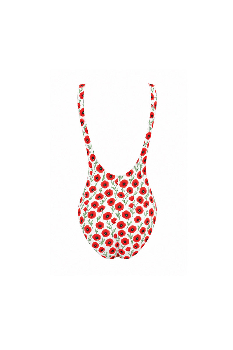 Reversible white Acacia one-piece swimsuit by Verdelimon with a stylish back design, perfect for summer beachwear.