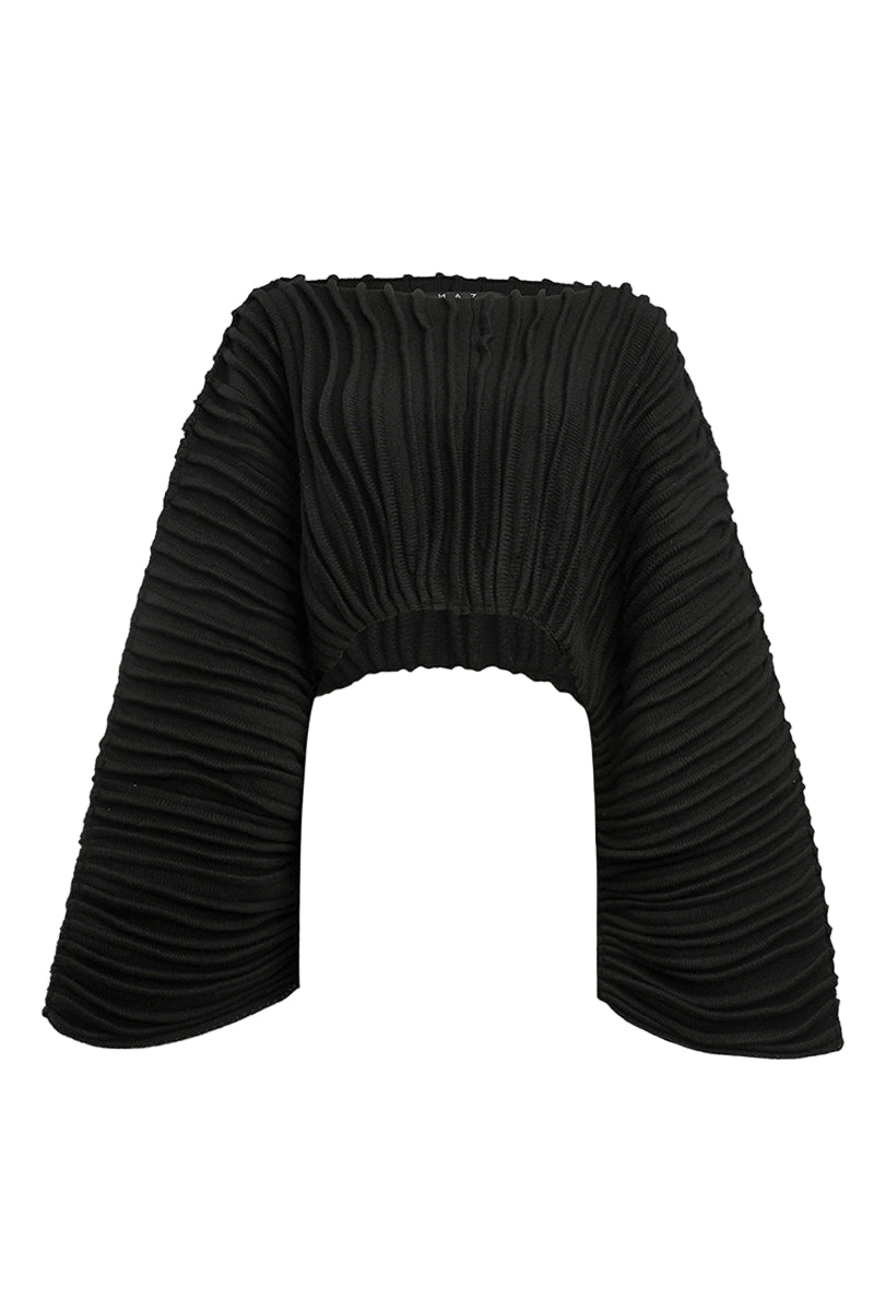 ACCORDION SNAIL SWEATER IN BLACK - CULT MIA