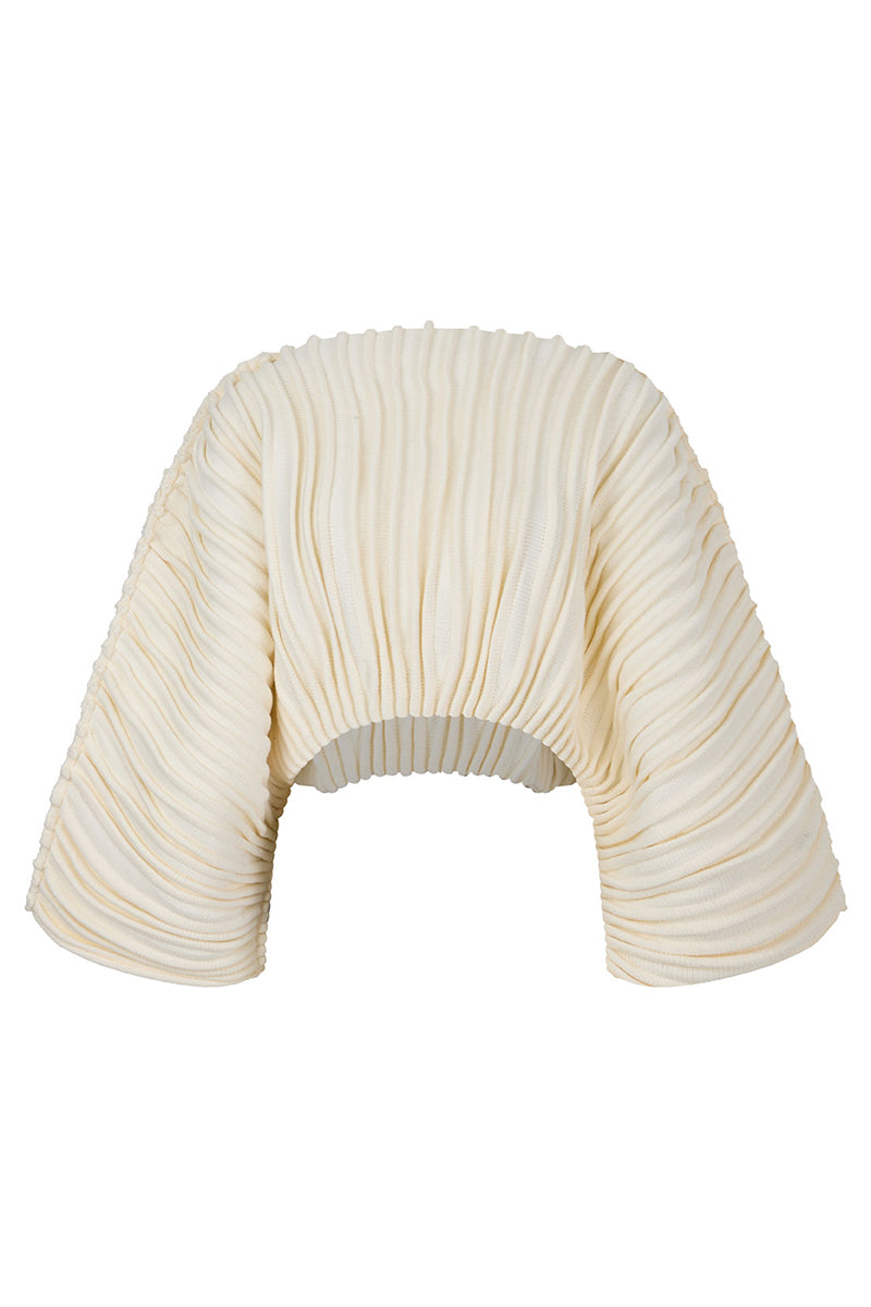 ACCORDION SNAIL SWEATER IN IVORY - CULT MIA