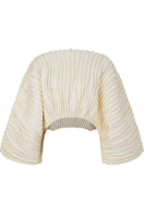 Ivory accordion snail sweater by MAZ Manuela Álvarez featuring textured, layered knit design in a cozy sweater style.