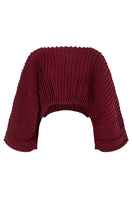 Wine red accordion snail sweater by MAZ Manuela Álvarez, featuring textured, ribbed knit with a unique accordion pattern.