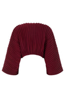 Wine red accordion snail sweater by MAZ Manuela Álvarez featuring a textured, layered design and long sleeves.