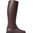 A pair of AERA ADA brown nappa leather boots with a sleek design and ankle-high style, featuring rounded toes and sturdy soles.