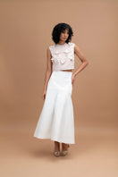 Elegant ivory midi skirt by ANA + MARIA featuring a flowy fabric and stylish design, perfect for chic, everyday wear.