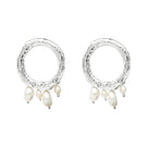 Silver pearl earrings from LAVANI JEWELS featuring elegant Adara design with white pearls on polished silver earrings.