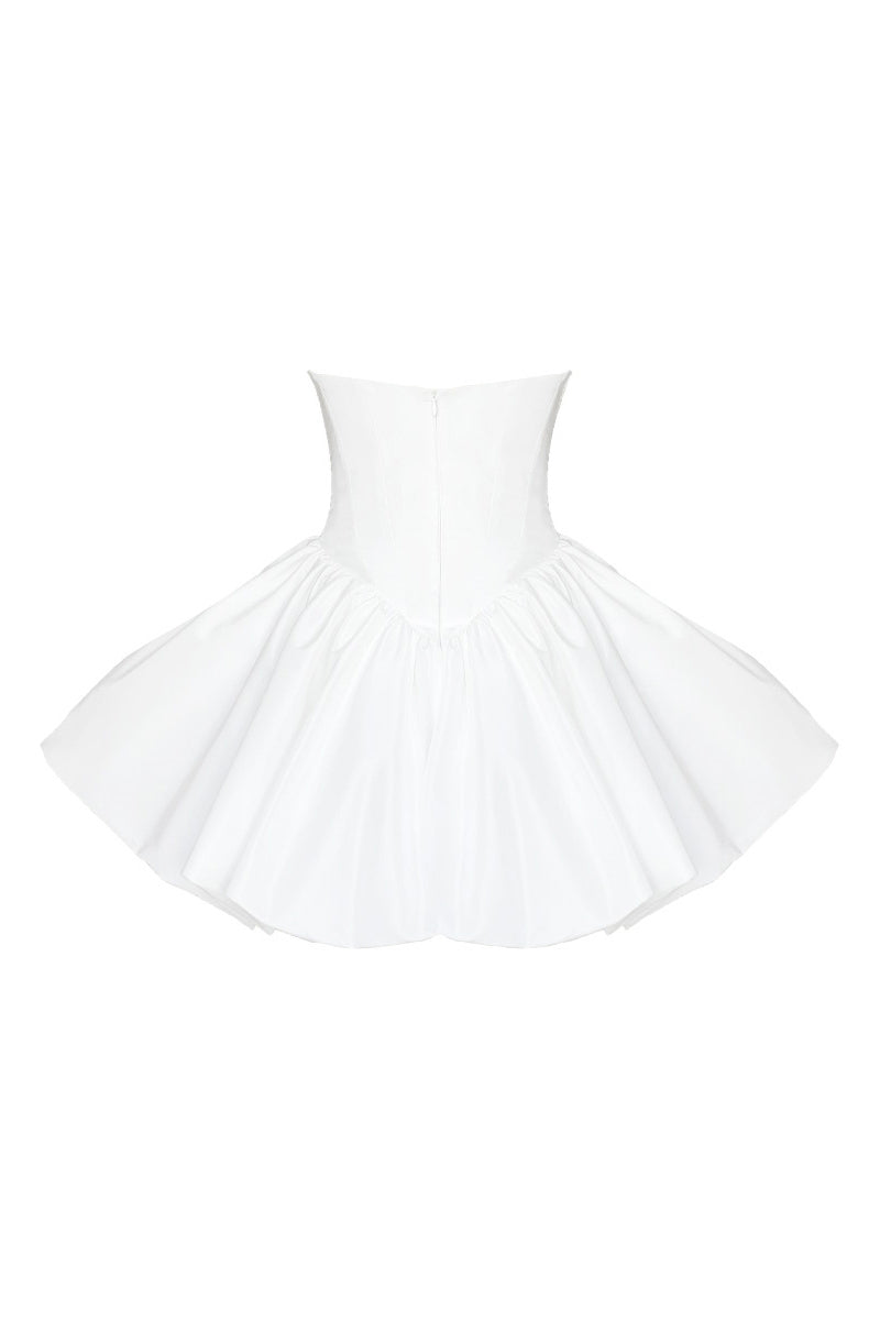 Back view of Gigii's Adenie mini dress with a stylish silhouette and elegant detailing, perfect for casual or dressy occasions.