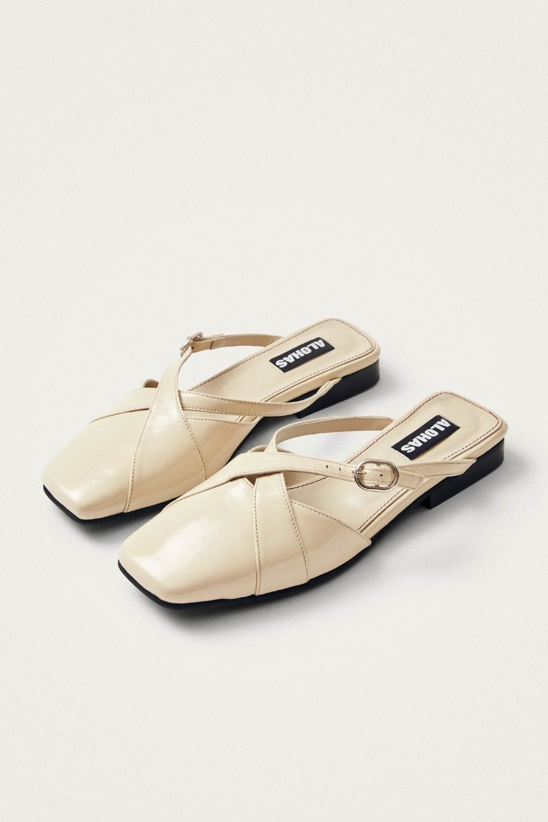 ADRIA ONIX CREAM LEATHER MULES - CULT MIA