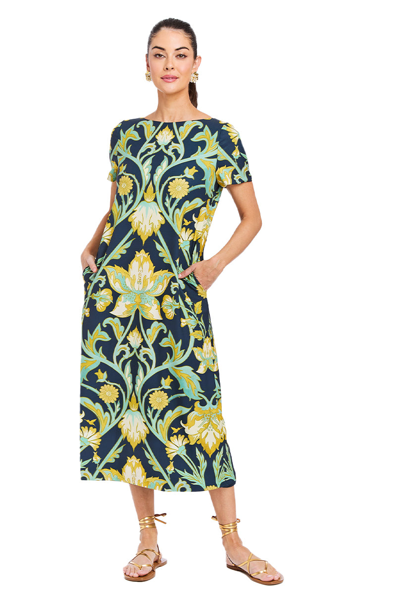 ADRIA CONVERTIBLE™ MIDI DRESS IN NAVY GOLD - CULT MIA