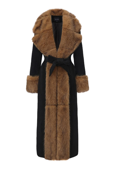 ADRIANA FAUX FUR COAT IN BLACK & BROWN | CULT MIA | Nana Jacqueline