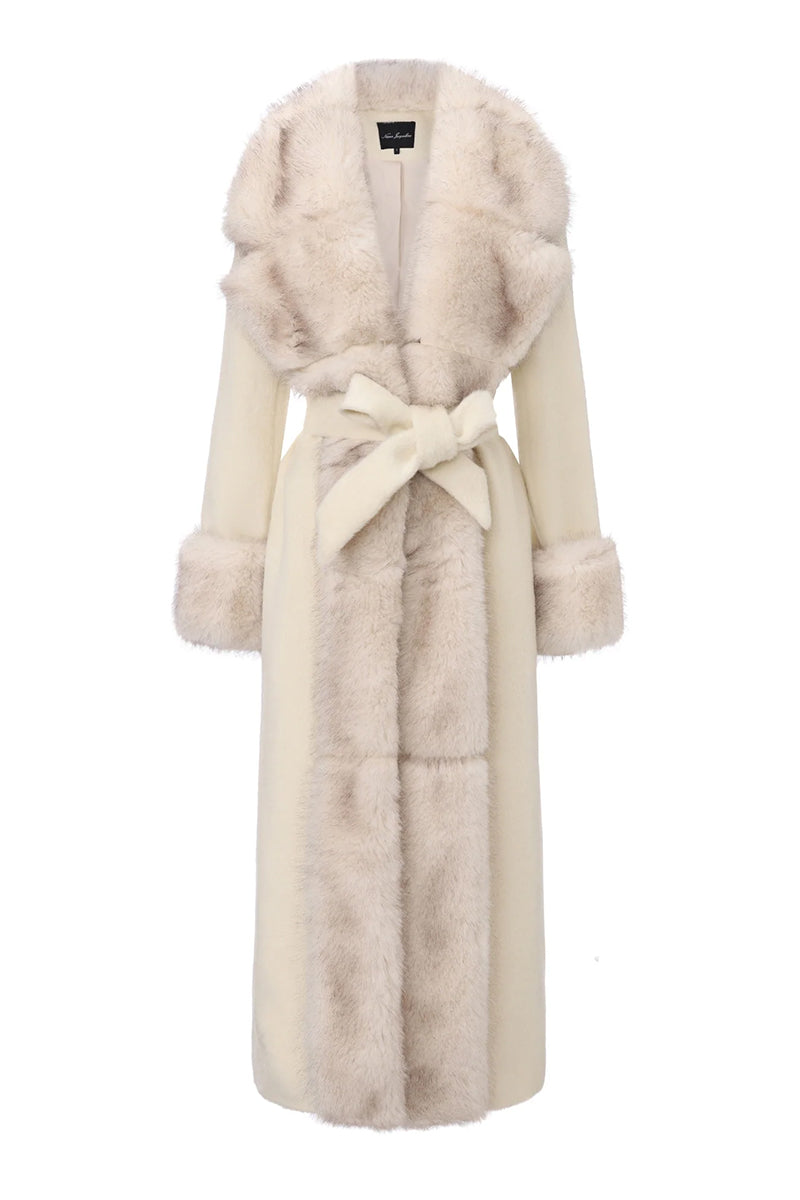 ADRIANA FAUX FUR COAT IN OFF-WHITE | CULT MIA | Nana Jacqueline