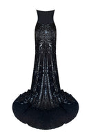 Elegant Gigii's Katie Gown featuring flowing fabric and intricate details, perfect for formal occasions.