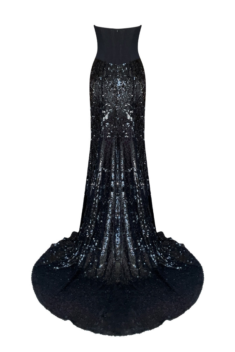 Elegant Gigii's Katie Gown featuring flowing fabric and intricate details, perfect for formal occasions.