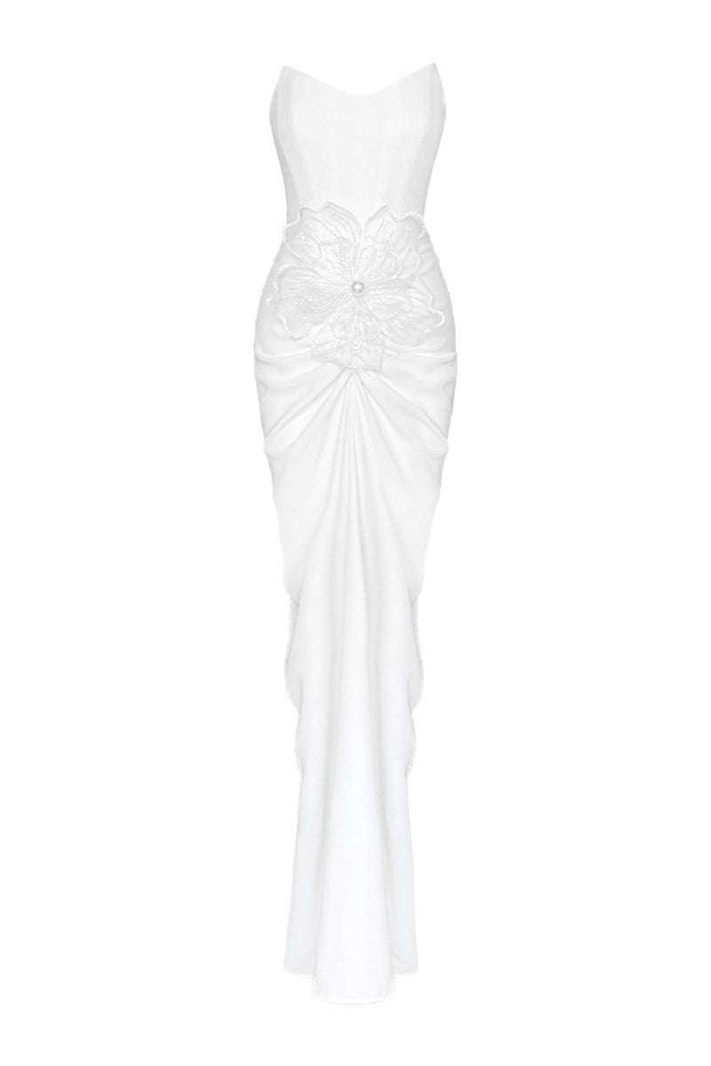 aria cut out maxi dress white Vestido Maxi Con Abertura Aria - Blanco