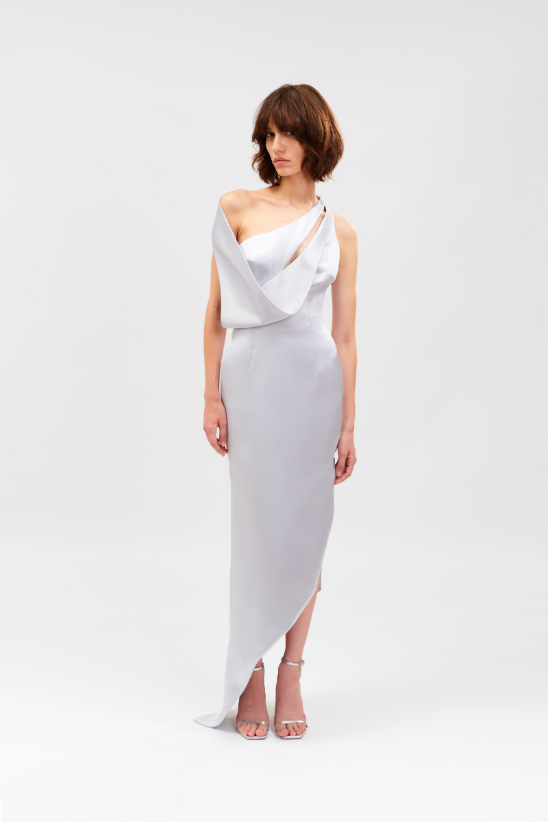 OFF-SHOULDER DRESS IN GRAY - CULT MIA