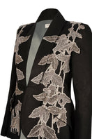 Nadya Shah Agnes black beaded blazer displayed on a mannequin, featuring intricate beadwork and tailored fit.