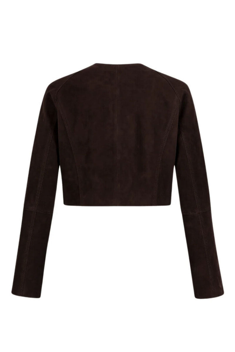 ZUT Aimaran chocolate jacket, stylish and warm, displayed on a hanger with a smooth fabric finish and tailored fit.