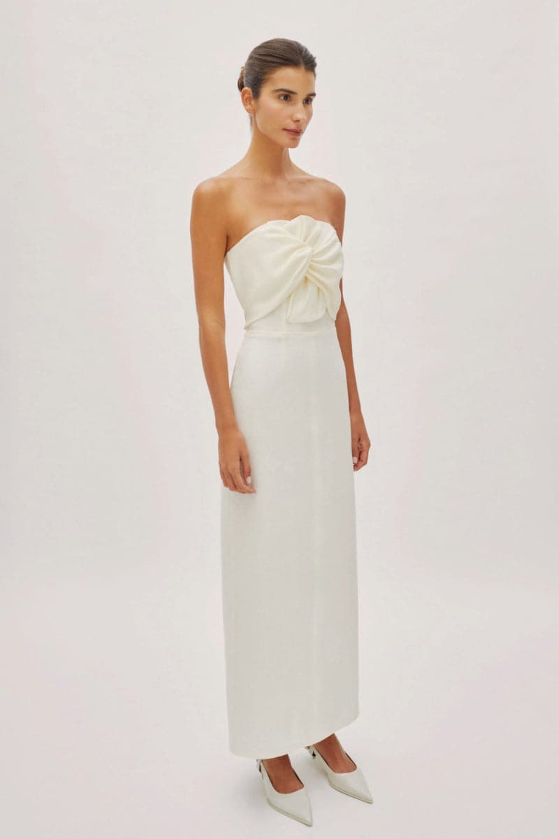 Labeca ALAIA White LINEN TWIST MAXI DRESS | Cult Mia Labeca ALAIA White LINEN TWIST MAXI DRESS | Cult Mia