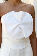Off-white Alana Bustier top by ANA + MARIA, featuring a fitted design and delicate details, shown on a mannequin.