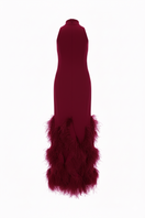 Nana Gotti Alara Burgundy Dress gown with elegant flowing fabric and stylish design, perfect for formal occasions.