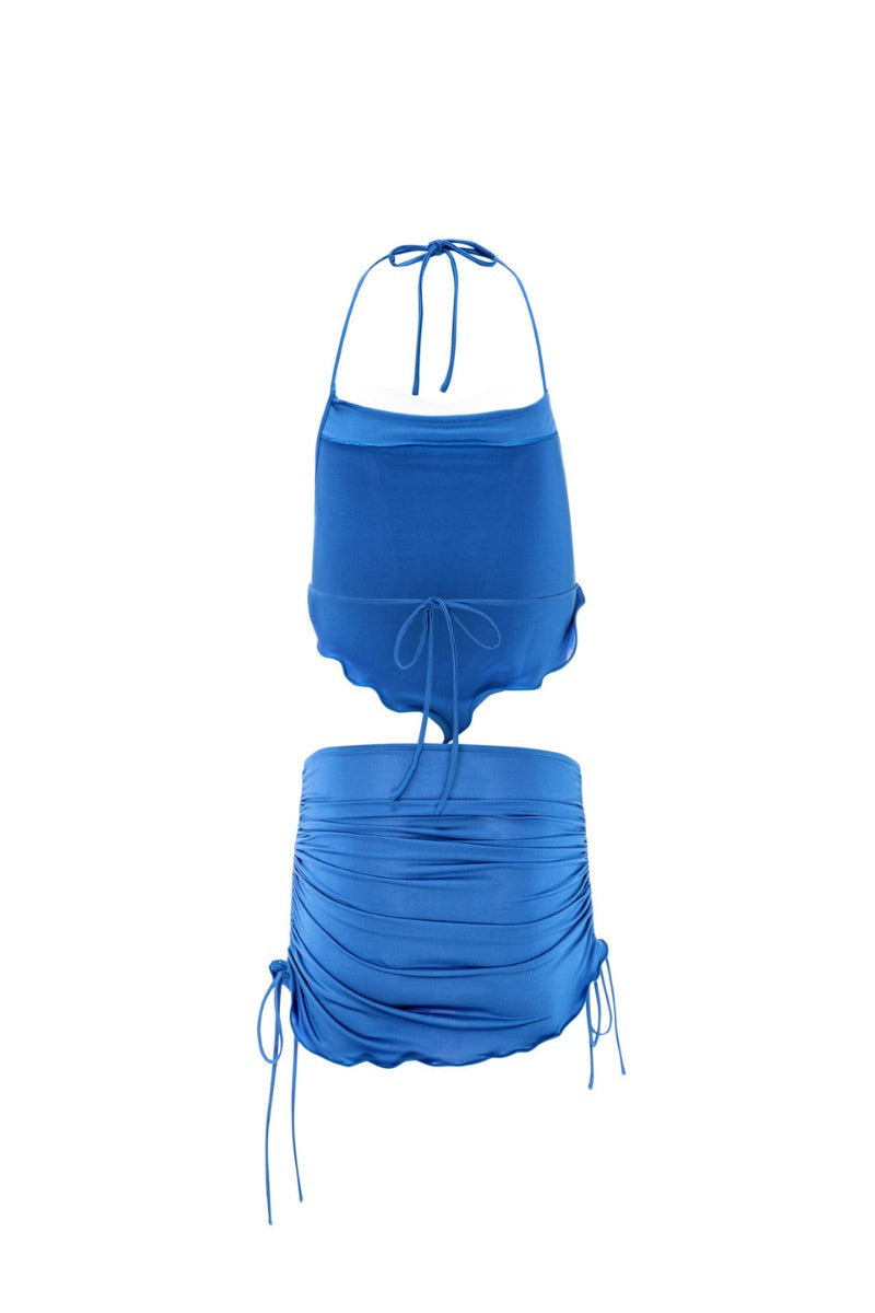 Suncillo Alessia co-ords set in ocean blue featuring a stylish top and matching pants, perfect for casual or chic looks.