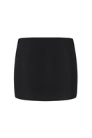 Black Alina mini skirt by Nana Jacqueline shown from the back, straight fit, stylish and versatile for casual or chic outfits.
