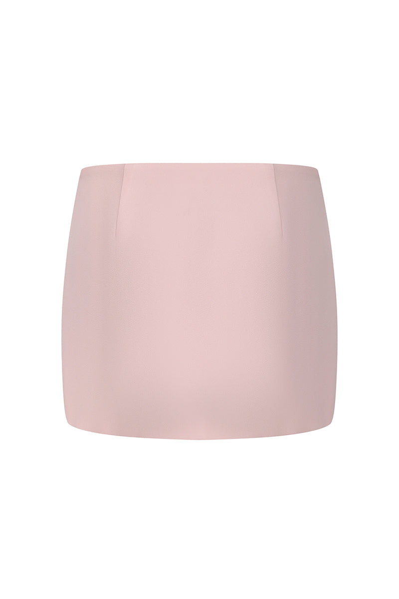 Pink Nana Jacqueline Alina mini skirt featuring a straight fit, shown from the back. Perfect for casual or stylish outfits.