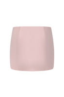 Pink Nana Jacqueline Alina mini skirt shown from the back, straight fit with smooth fabric, stylish and trendy for casual wear.