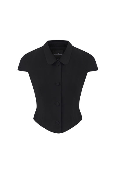 Alina_Waist_Cinched_Top_Black_