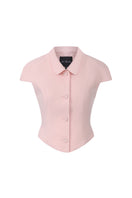 Pink Nana Jacqueline Alina top with waist cinching detail, front view showing fitted design and soft fabric.