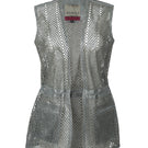 Gray leather vest from Double A's Alina collection, featuring a stylish and fitted design perfect for casual and chic outfits.