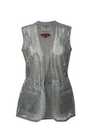 Gray leather vest from Double A's Alina collection, featuring a stylish and fitted design perfect for casual and chic outfits.