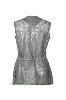 Gray leather vest by Double A featuring a stylish, fitted design with sleek details, perfect for layered fashion looks.
